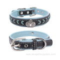 Fashion Rhinestone Crown Rivet Designers Leather Dog Collar